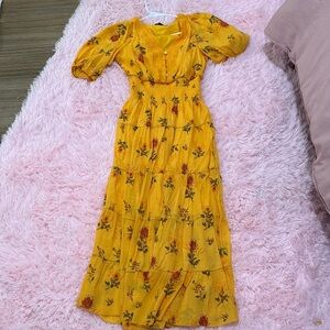 Jolie Yellow Floral Tiered Maxi Dress